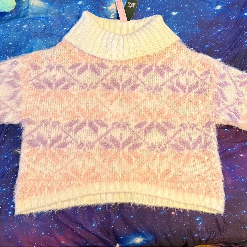 Wild Fable Brand New Sweater Warm and Cozy Purple and pink and cream